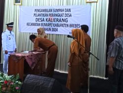 Tiga Perangkat Desa Kalierang Resmi Dilantik, Camat Bumiayu Tekankan Loyalitas dan Moralitas