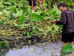 Santri Ponpes KH Zainal Asyikin Bersih-Bersih Saluran Air Cegah Banjir